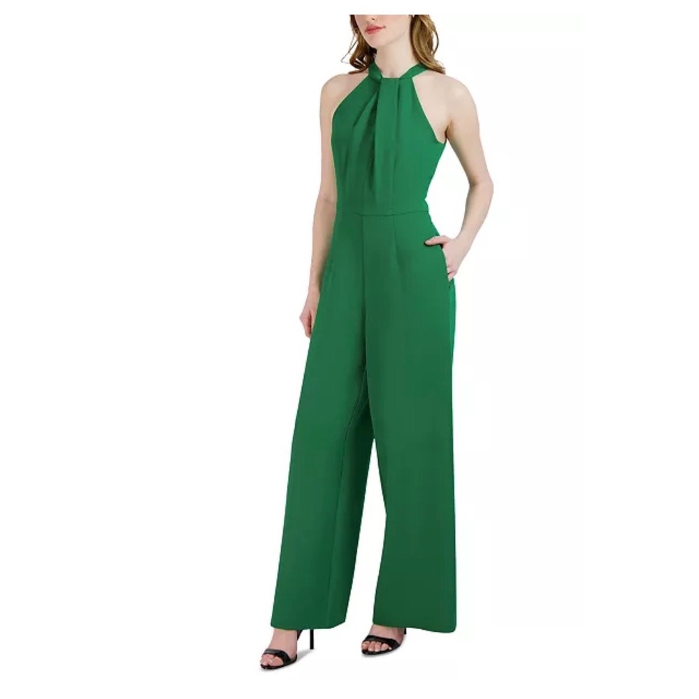 Julia Jordan Green Halter Neck Wide Leg Jumpsuit Wedding Guest Party Size 10 - Picture 1 of 8